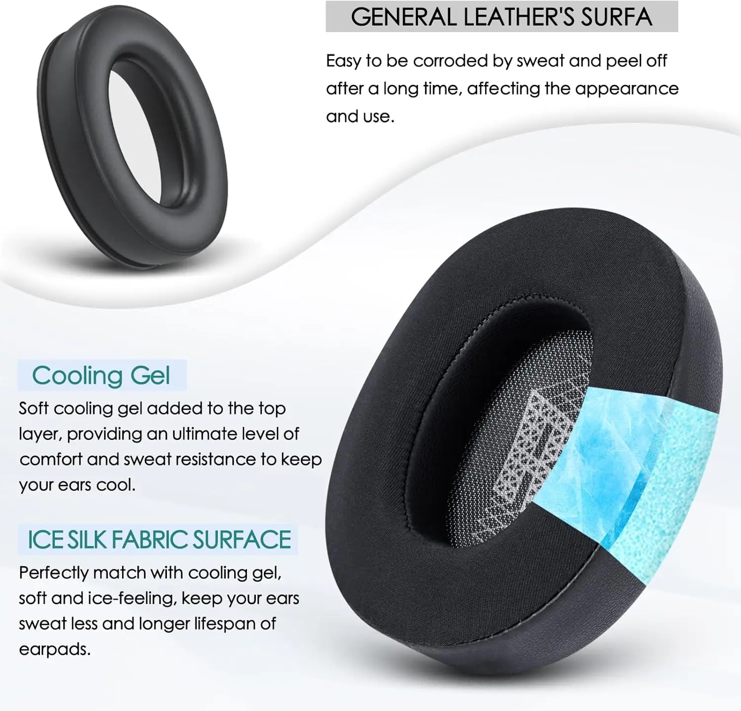 JBL 라이브 650 쿨링 젤 교체 이어 패드, 650/660BTNC E65BTNC 헤드폰, 메모리 폼 및 통기성 이어 패드