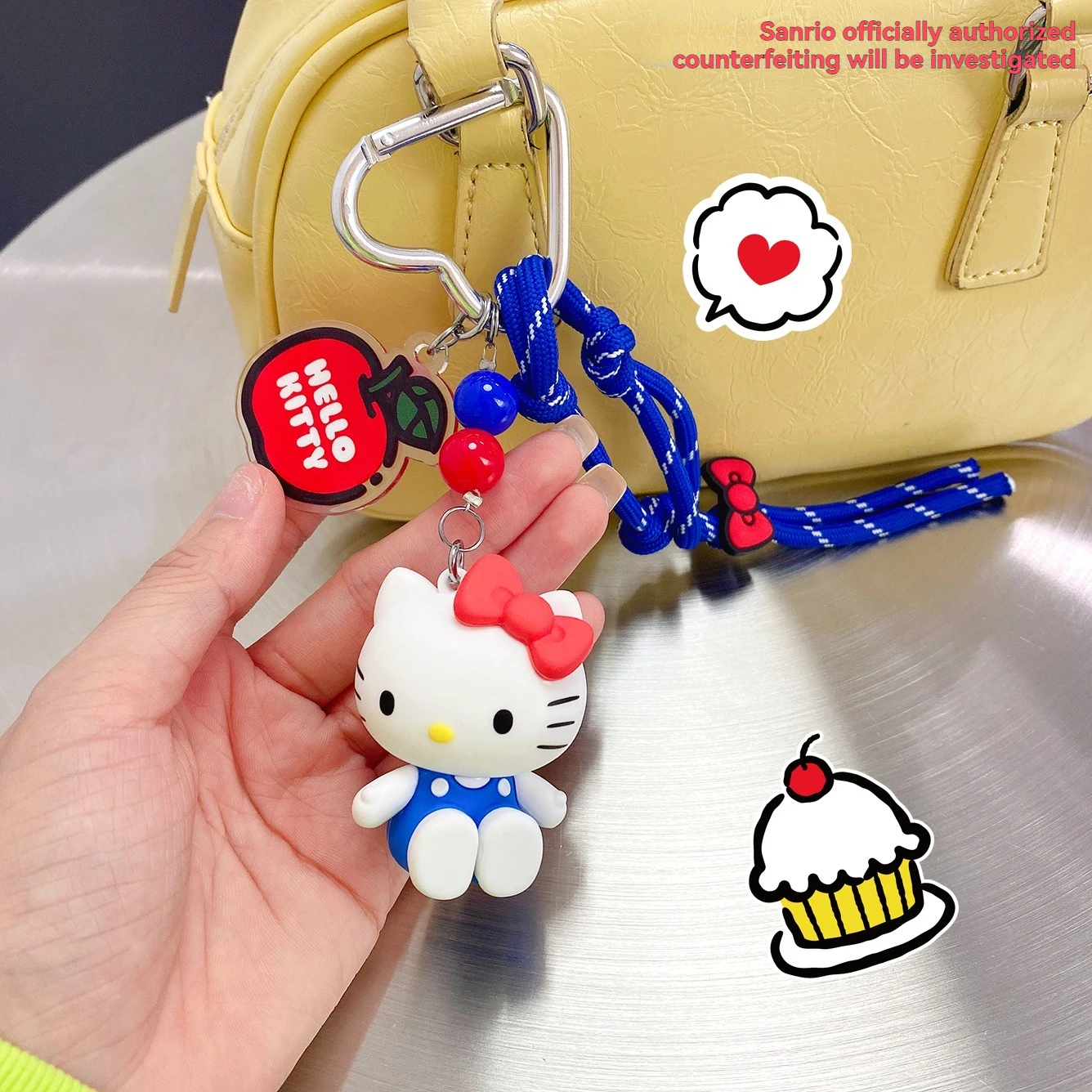 Hellokitty المفاتيح Kawaii Kt أحمر أزرق أبيض حقيبة كلاسيكية قلادة الكرتون نمط جديد فتاة المفاتيح هدية كيتي التلفزيون مطرز المفاتيح #2