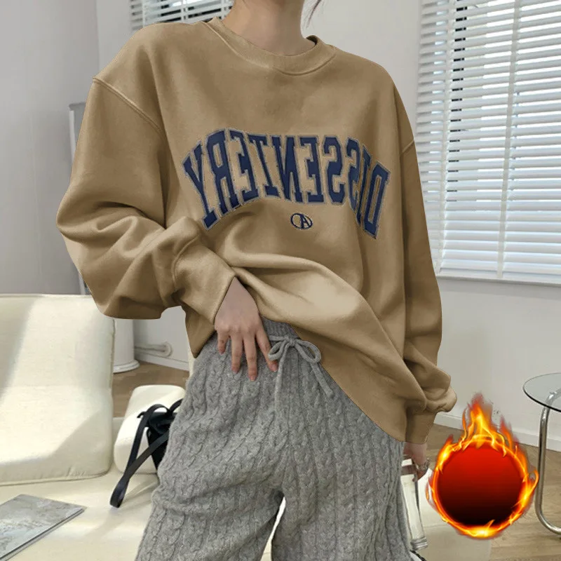 Sudaderas con cuello redondo para mujer, suéteres ligeros Y2k de estilo coreano Kpop, camisetas de manga larga, Color sólido, novedad