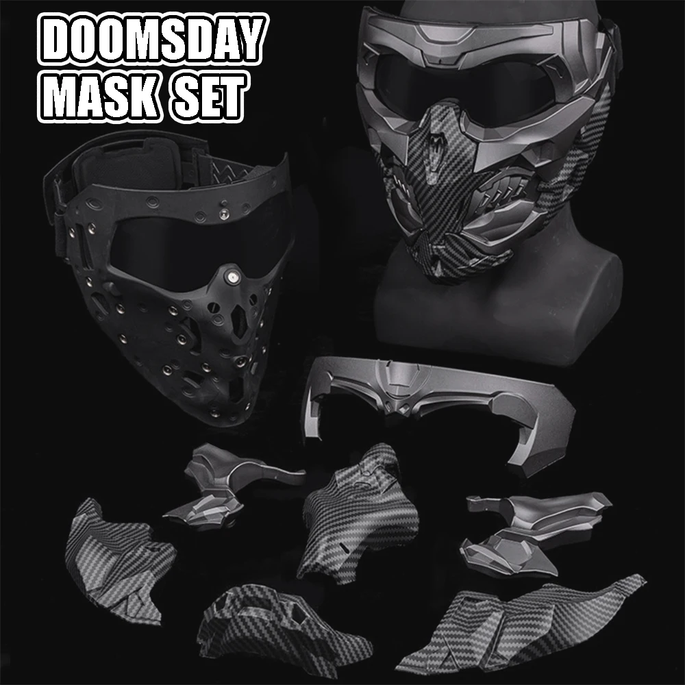 Airsoft Doomsday Armor Mask Set with Magnetic Adsorption Accessories Cool Tactical Full Face Protective Mask for Paintball Game