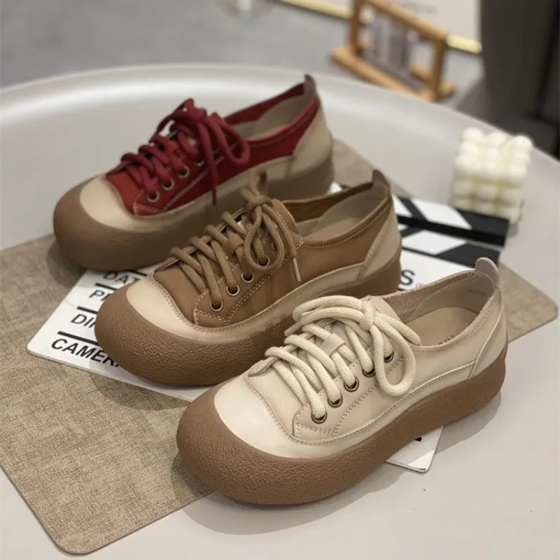 Weiche Lederschuhe mit dicker Sohle, die die Körpergröße optisch erhöhen, vielseitige Canvas-Schuhe, neuer Herbststil, bequeme, weiche Sohlen, Freizeit-Sportschuhe. – Detail 2