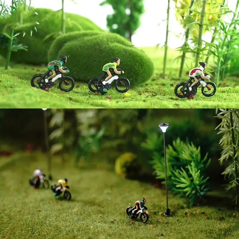 6/12Pcs Miniature Cycling Athletes Figurines Plastic Biking Men Models Toy For Miniature Scenery Building Display