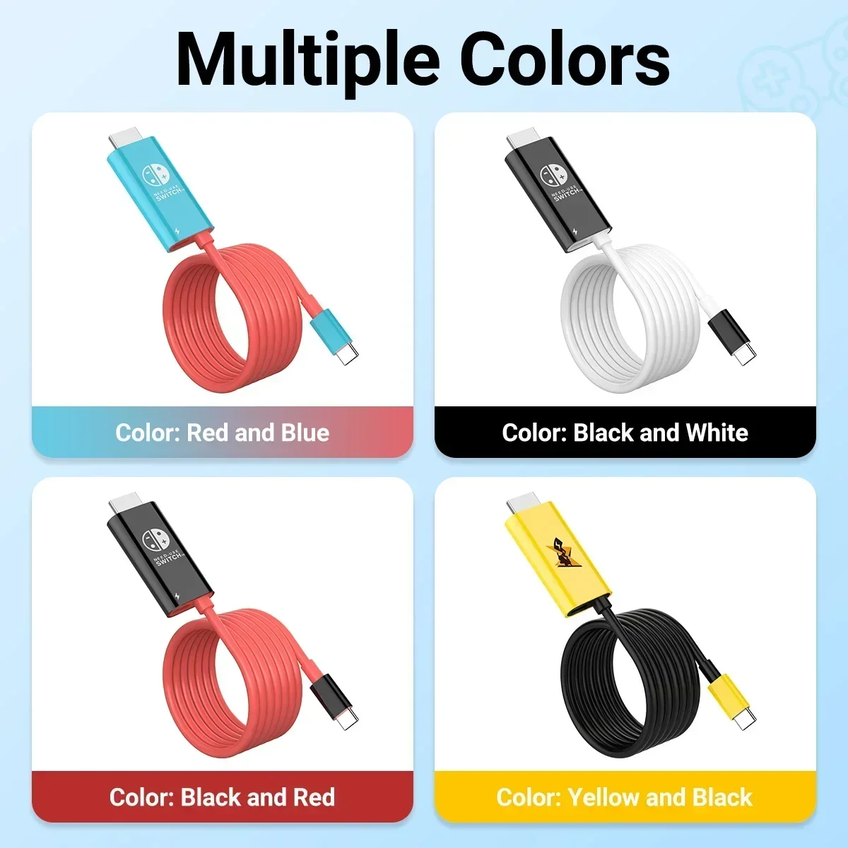 Plug & Play Type C to HDMI Cable for Nintendo Switch 4K 1080P 100W PD Charging For Macbook Laptop Tablet Mobile Phone Steam Deck