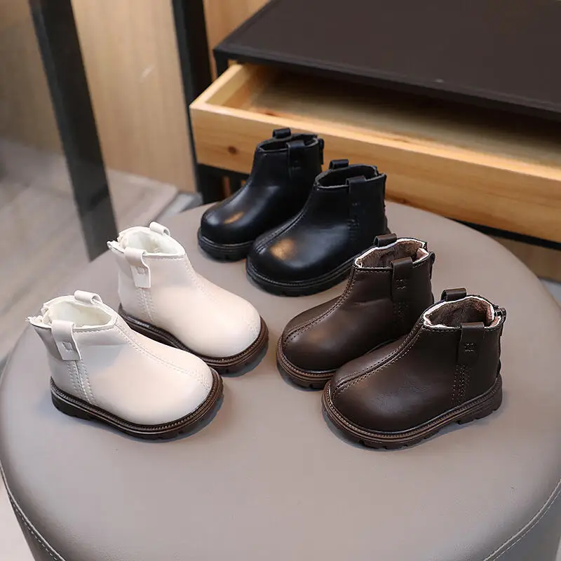 

Girl Winter Ankle Boots Anti-Slippery Soft Sole Autumn Fleece-Lined Child Kawaii Cotton Shoes Kids Fashion New Style Casual Shoe