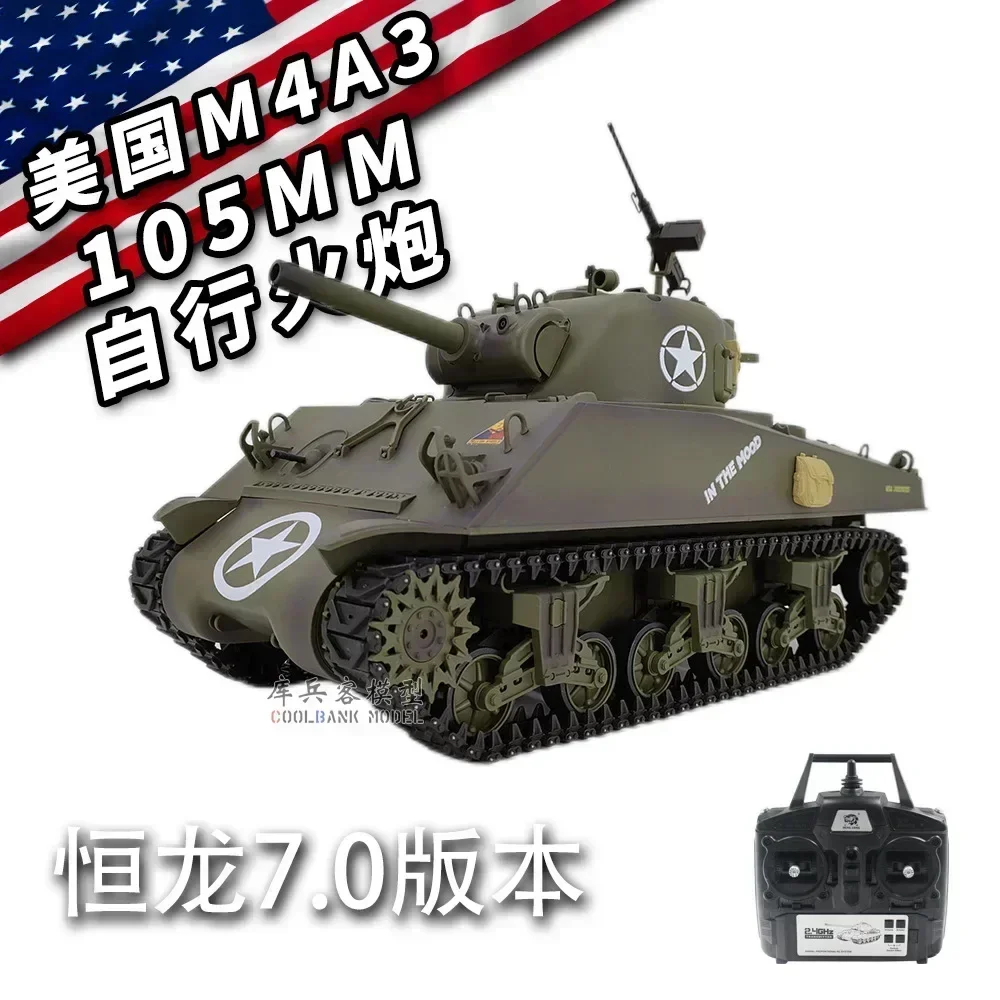 Rc Henglong Large Remote Control Tank M4a3 Sherman Multi Functional Battle Simulation Tank Model Toys Gift For Child New Year