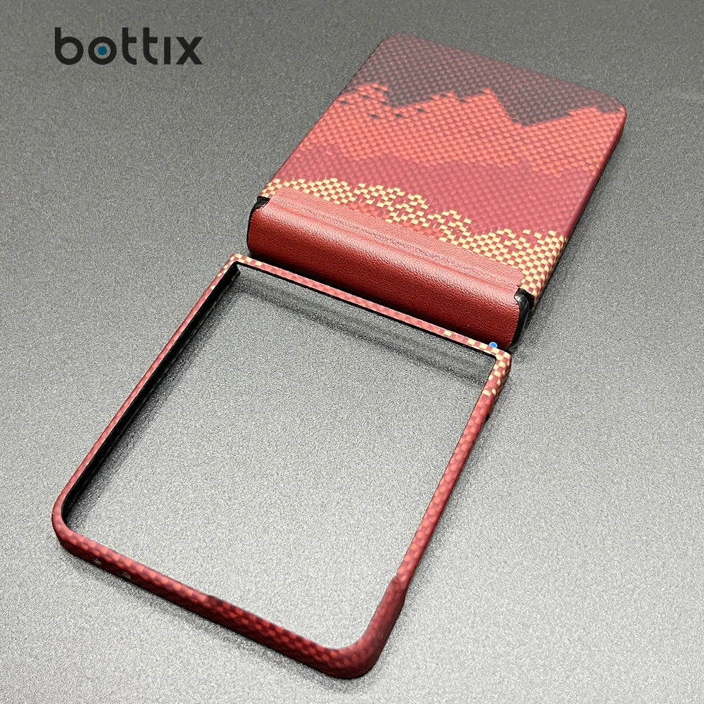 

bottix Carbon Fiber Case for Samsung Galaxy Z Flip7 Magnetic Cover Flip 7 Axis Hinge Kevlar Shell Funda Compatible with Magsafe