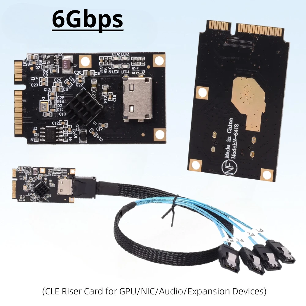 Mini PCIe PCI Express To 4-Port SATA Oculink SFF-8612 Riser Card Expansion Converter 6Gbps Disk Extension SFF 8611 To 4*SATA SSD