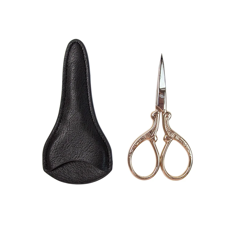 Embroidery Scissors with Sheath Small Sewing Scissor Vintage Sharp Pointed Tip Shears for Craft Art Work Handicrafts Tool
