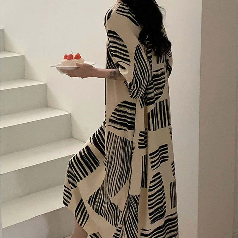 Women Dress Cotton Silk Five-Minute Sleeve Pyjamas Temperament Design Sense of Home Nightgown Female Homewear Sweet Wind Outside