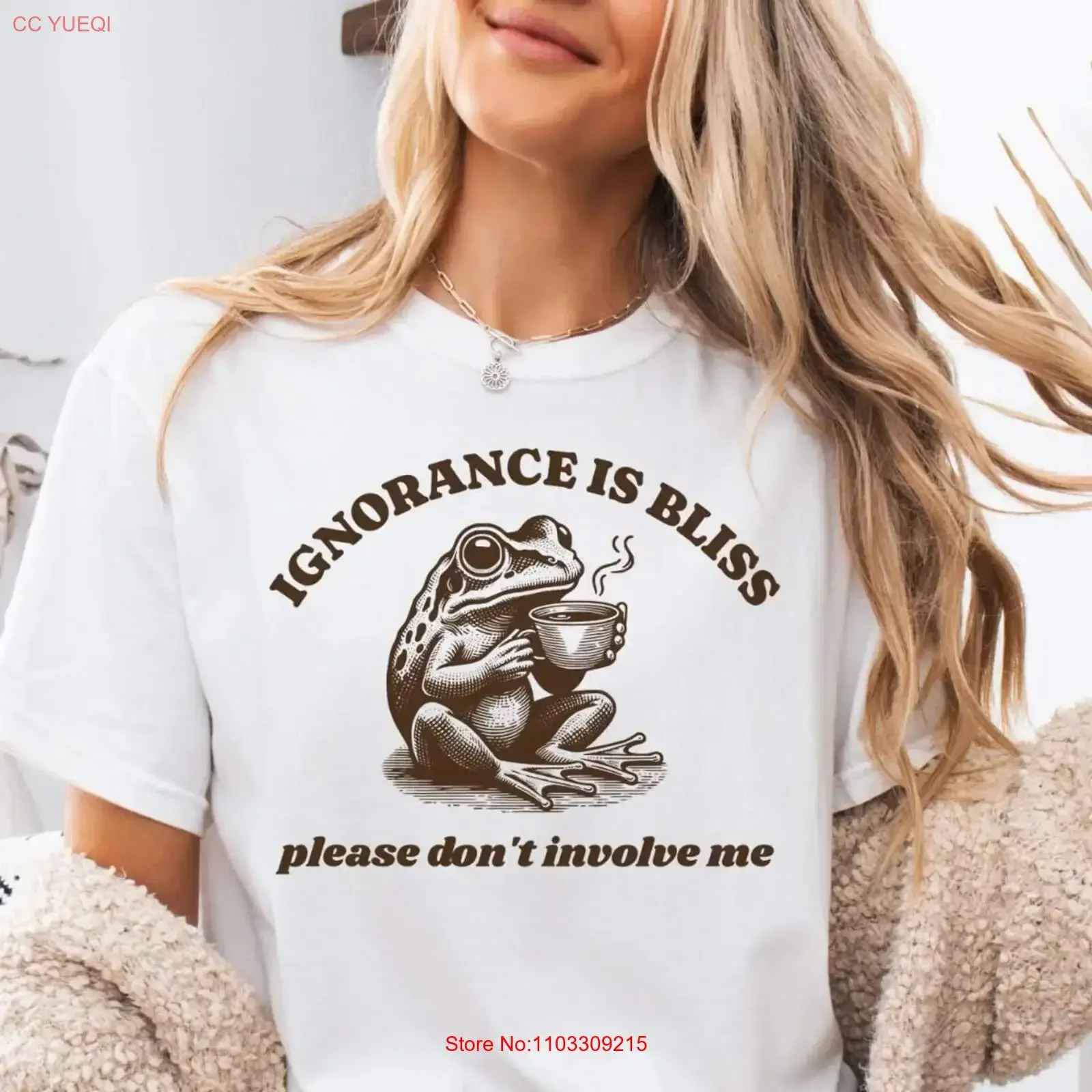 T-shirt « L'ignorance est un bonheur » – Vintage, Sarcastique, Drôle, Introverti, Humour Sec, Sarcasme, Tendance, Streetwear Lavé