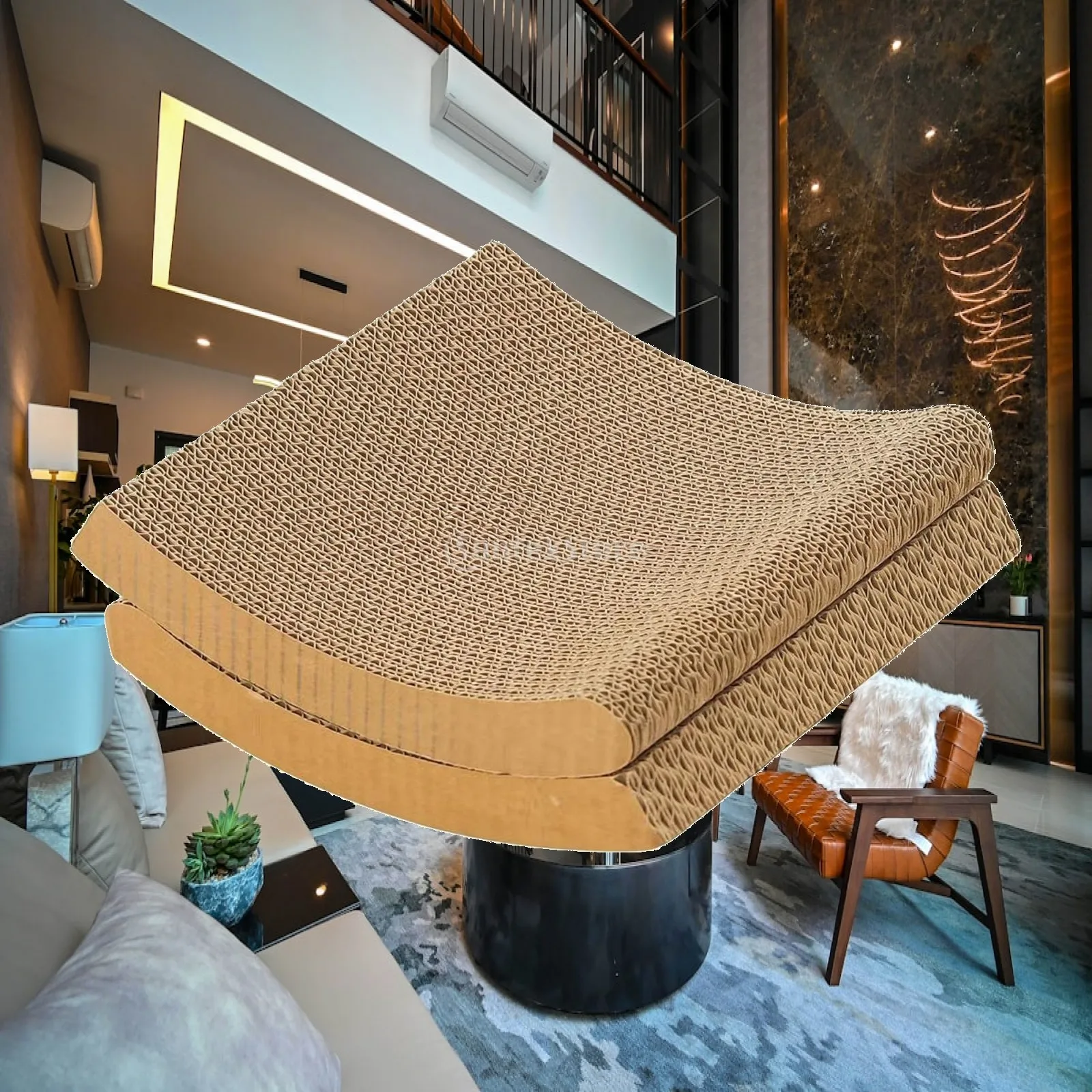 Replacement Cat Scratch Pad Curved Corrugated Cardboard Scratcher for Indoor Cats Lounge and Rest