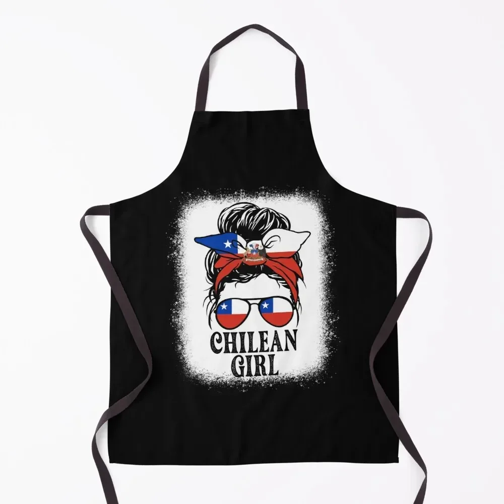 

Chilean girl Messy Bun From Chile Funny Great Present Tees Apron man chef uniform Custom Kitchen Items For Home Apron