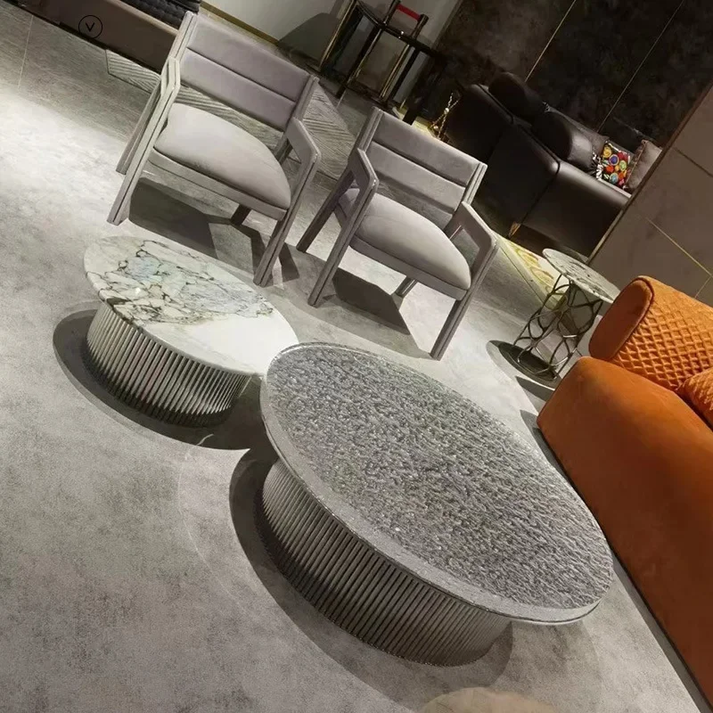 Italian minimalist CC Czech size circular crystal coffee table combination designer small unit light luxury edge