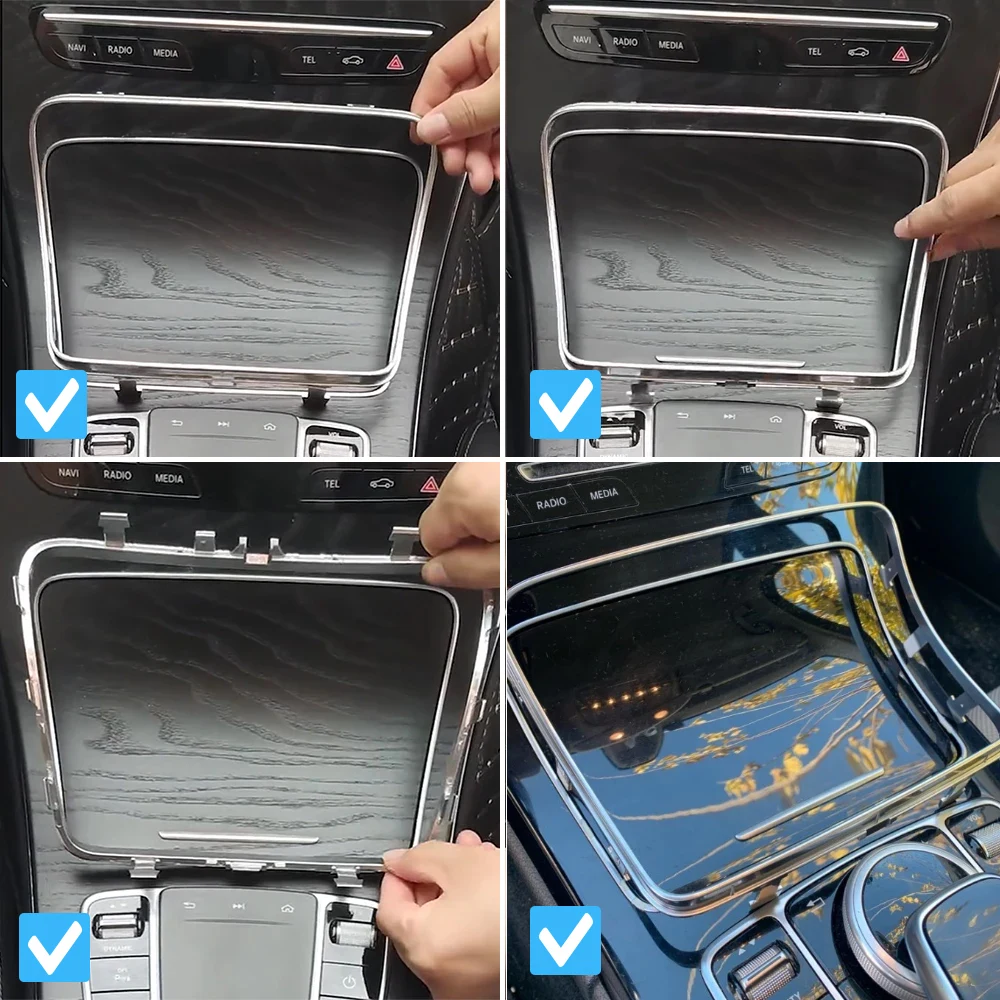 Car Drink Cup Holder Chrome Plating Strip Frame Trim For Mercedes BENZ C W205 C200 C250 C300 C400 GLC W253 GLC200 300
