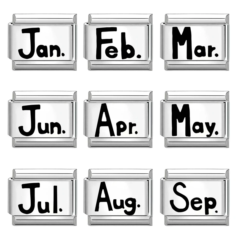 أزياء النقش بالليزر من يناير إلى ديسمبر من الاثنين إلى الأحد وصلات سحر إيطالية تناسب سوار من الفولاذ المقاوم للصدأ مقاس 9 مم يمكنك صنعها بنفسك #4