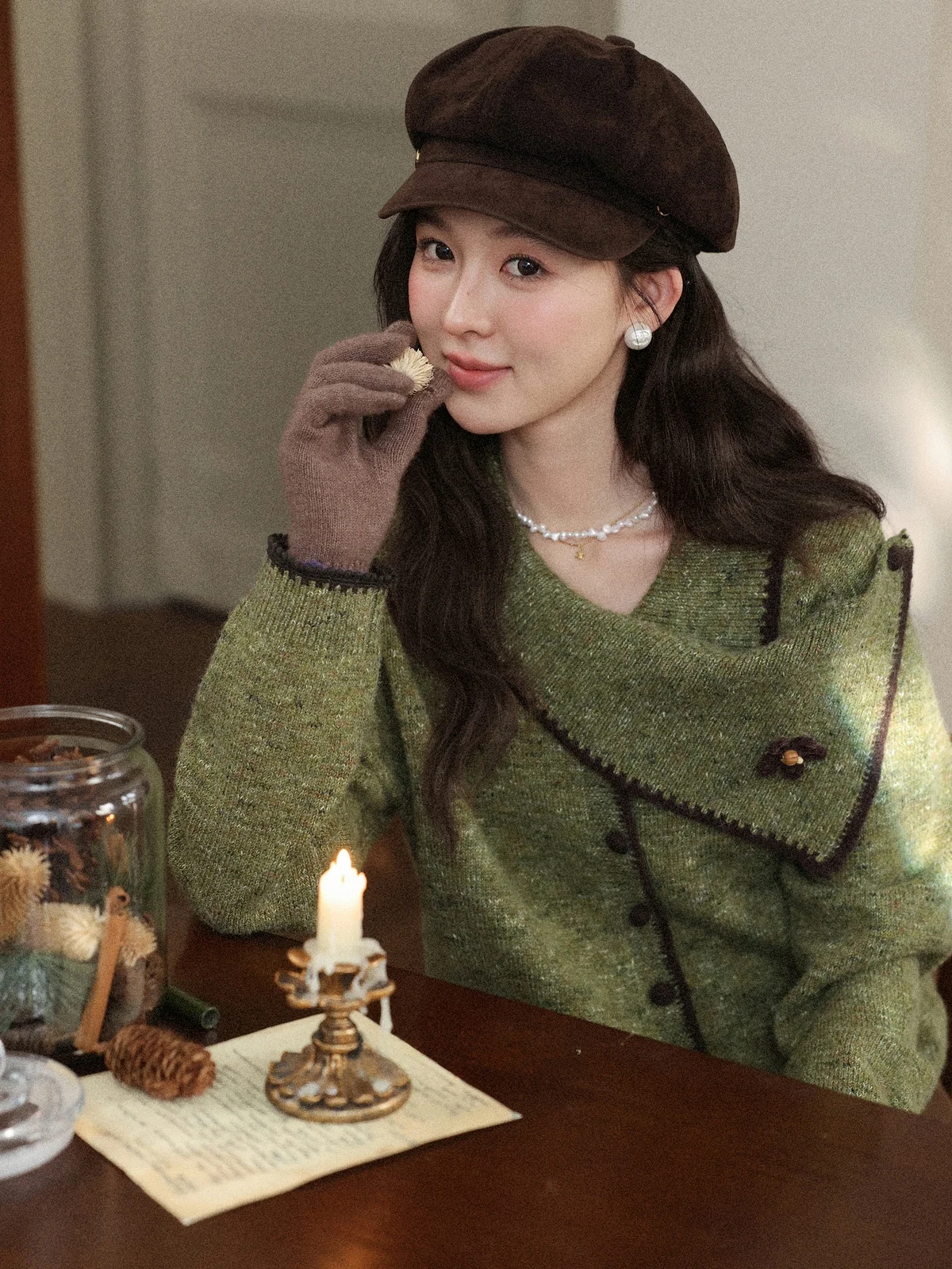 

Loose Women's Knitted Sweater Lazy ort Sle een Vintage Design Casual Commute Faion Online Exclusive Winter Long Sve