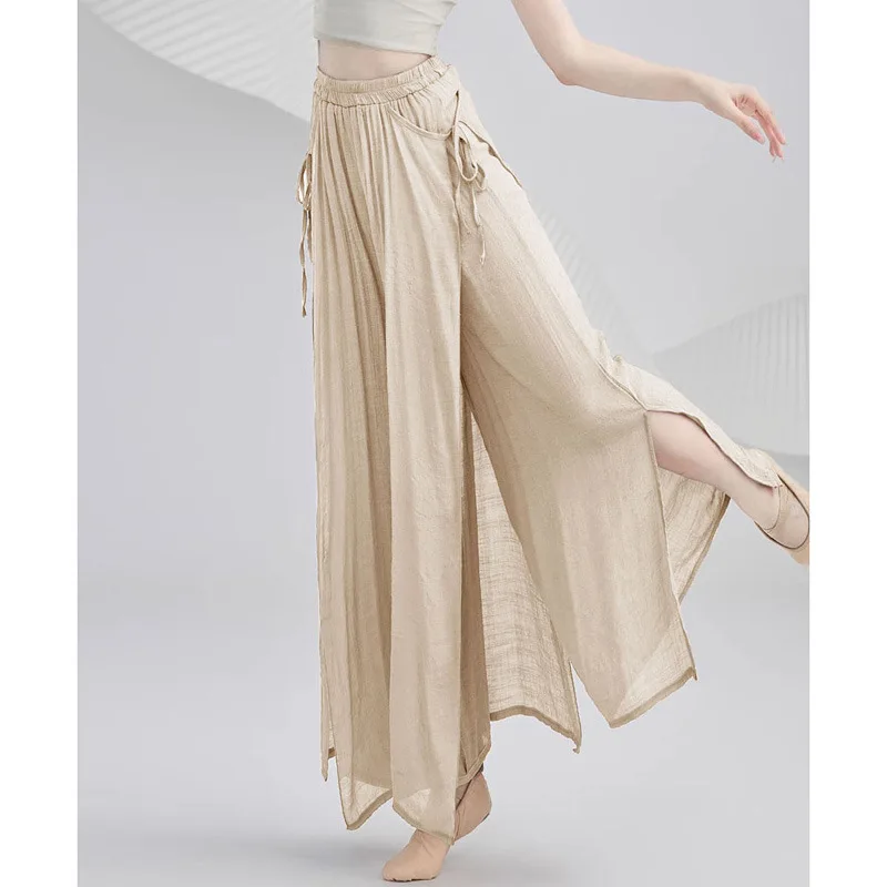 Klassischer Tanzanzug, weiblicher Körper, Reim, eleganter chinesischer Stil, modernes Tanz-Performance-Kostüm für Erwachsene, Schnürhose mit weitem Bein