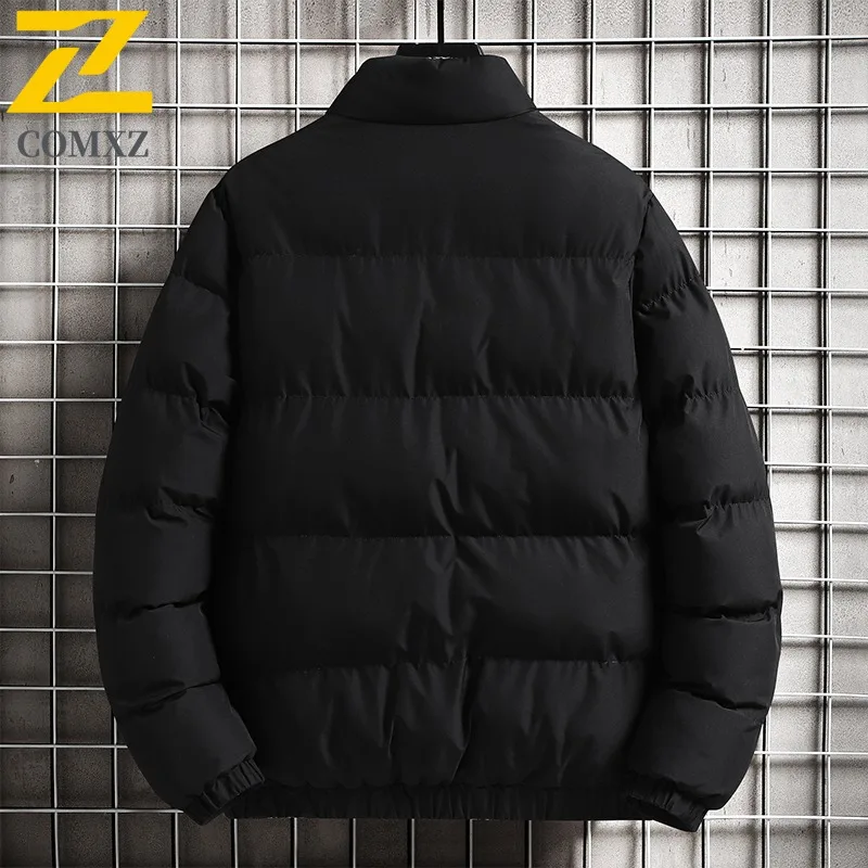 COMXZ Puffer Jacket Winter Stand Collar Cotton Men Thickened Thermal Windproof Outerwear Fashion Casual Cold Resistant Coat 2025