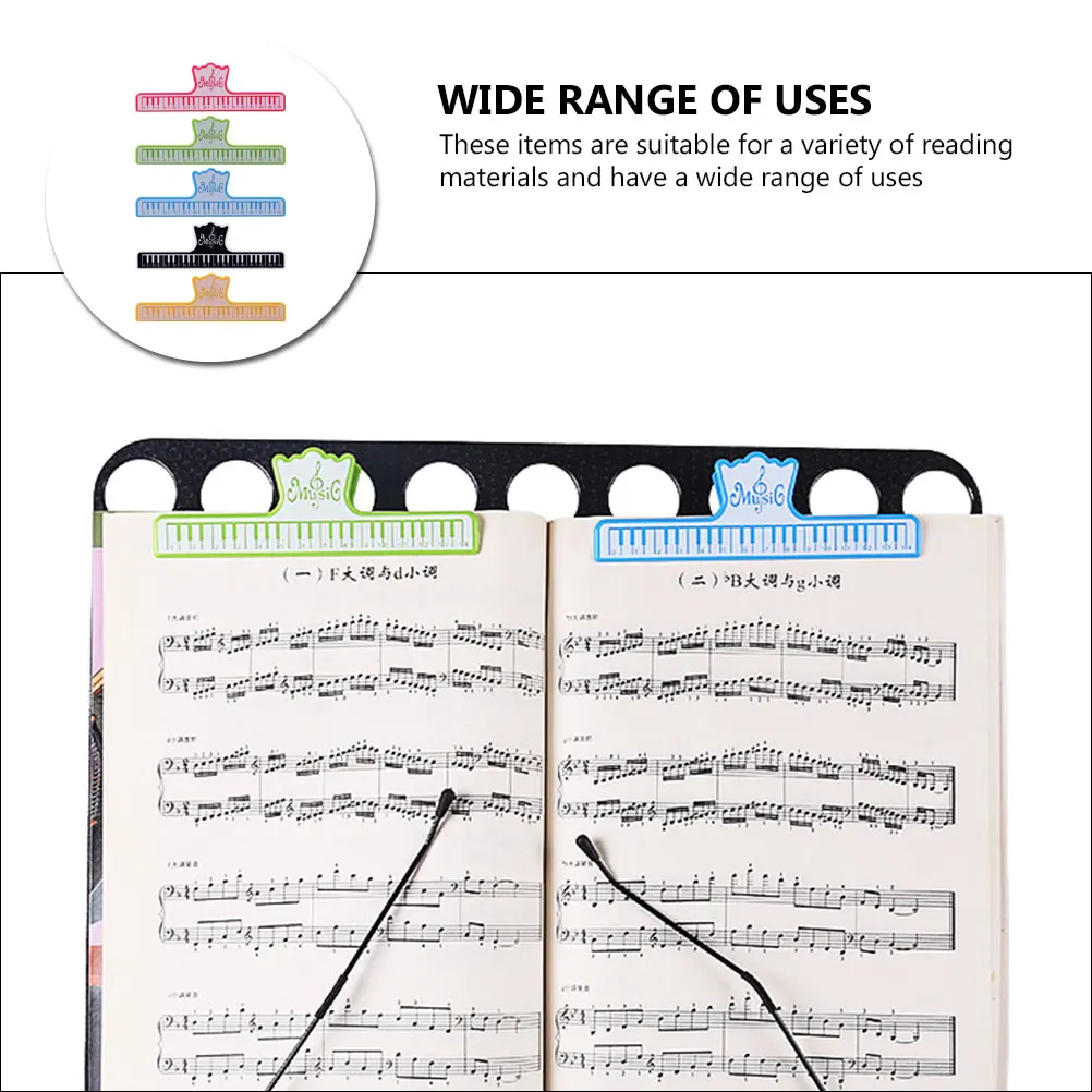 

5 Pcs Piano Sheet Music Clip Musical Paper Clips Notes Books Leaning Supplies Score