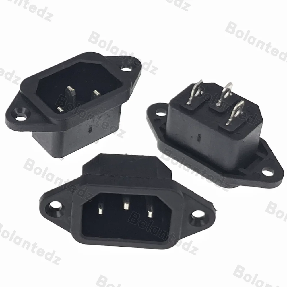 Bolantedz 3/5/10pcs/lot IEC 320 C14 3Pins Male Plug Panel Power Inlet Sockets Connectors AC 250V 10A