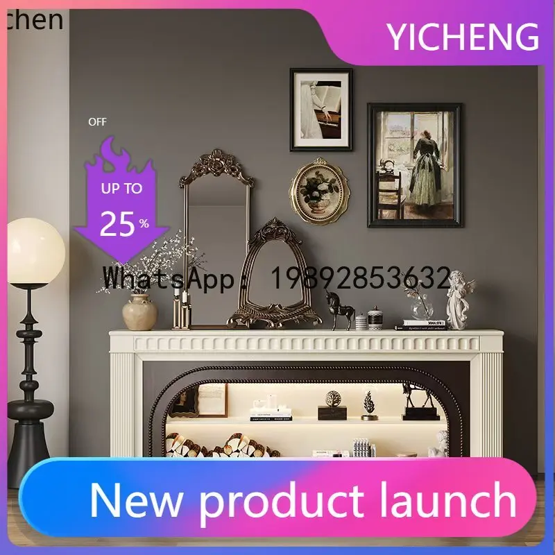 

X1 арочный кремовый ветер, камин из цельного дерева, декоративный шкаф, гостиная, вход, вход, камин