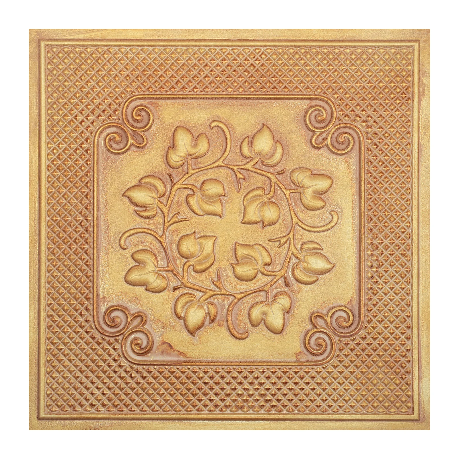 Decorative Ceiling Tile Aged Artwork Panels PVC Wall Panels PL66 Vintage brown gold 10pcs