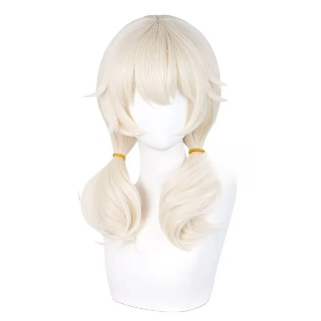 1-delig beige dubbele paardenstaart, licht krullend lang haar, in menselijk! Anime Xiaoyu speelt een pruik