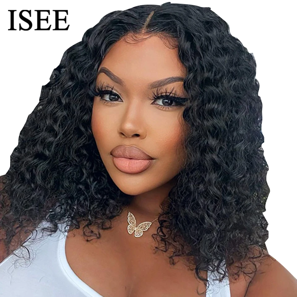 Wear And Go Water Wave Wig ISEE Hair Glueless Bob Wig Lace Front Human Hair Wigs Preplucked Pre Bleached Knots Ready To Wear