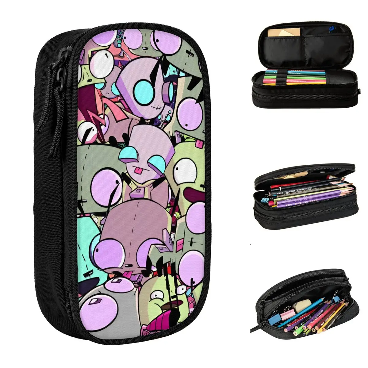 New Invader Zim Gir Pencil Case Pencilcases Pen Box for Student Big Capacity Bag School Supplies Cosmetic Stationery