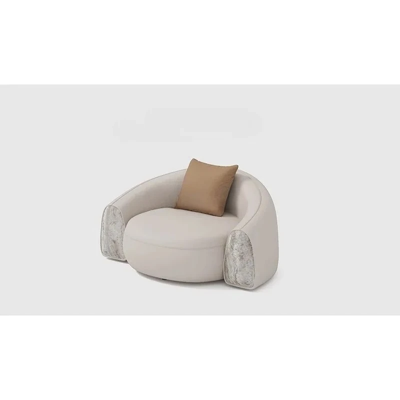 

минималистичный изогнутый кожаный диван-софа с прямой линией сидений для виллы