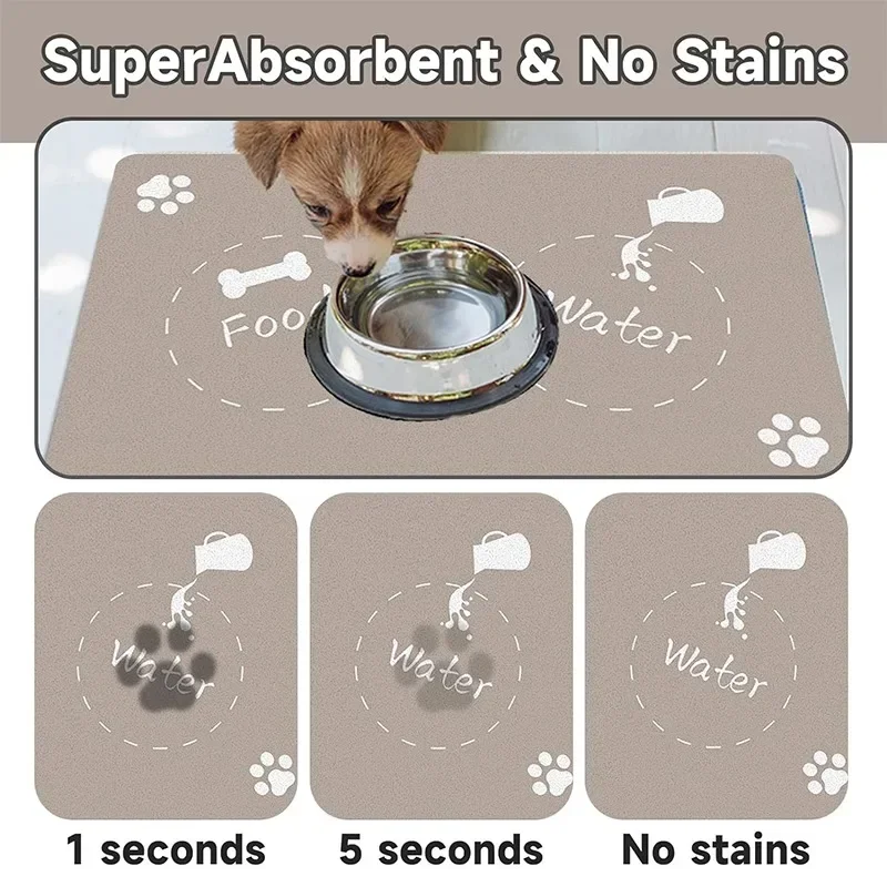 High Quality Pet Feeding Mat Absorbent Cat Mat for Dog Food and Water Bowls No Stains Quick Dry Cat Dog Water Dispenser Carpet