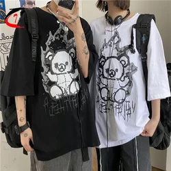 Vintage Korean Clothes Women T-Shirt Goth Y2K Anime Harajuku Tops Anime Cartoon Graphic Print Oversized T-shirt Short Sleeve