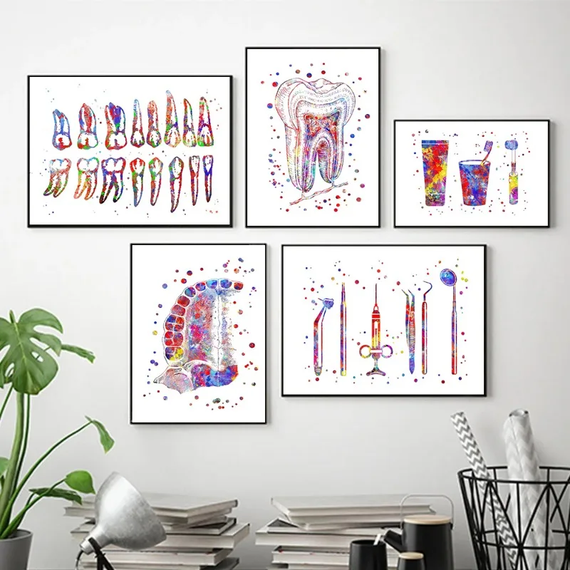 Anatomy Medical Science Tooth Implant Posters and Prints Canvas Painting Wall Art Pictures for Dental Clinic Hospital Decoration