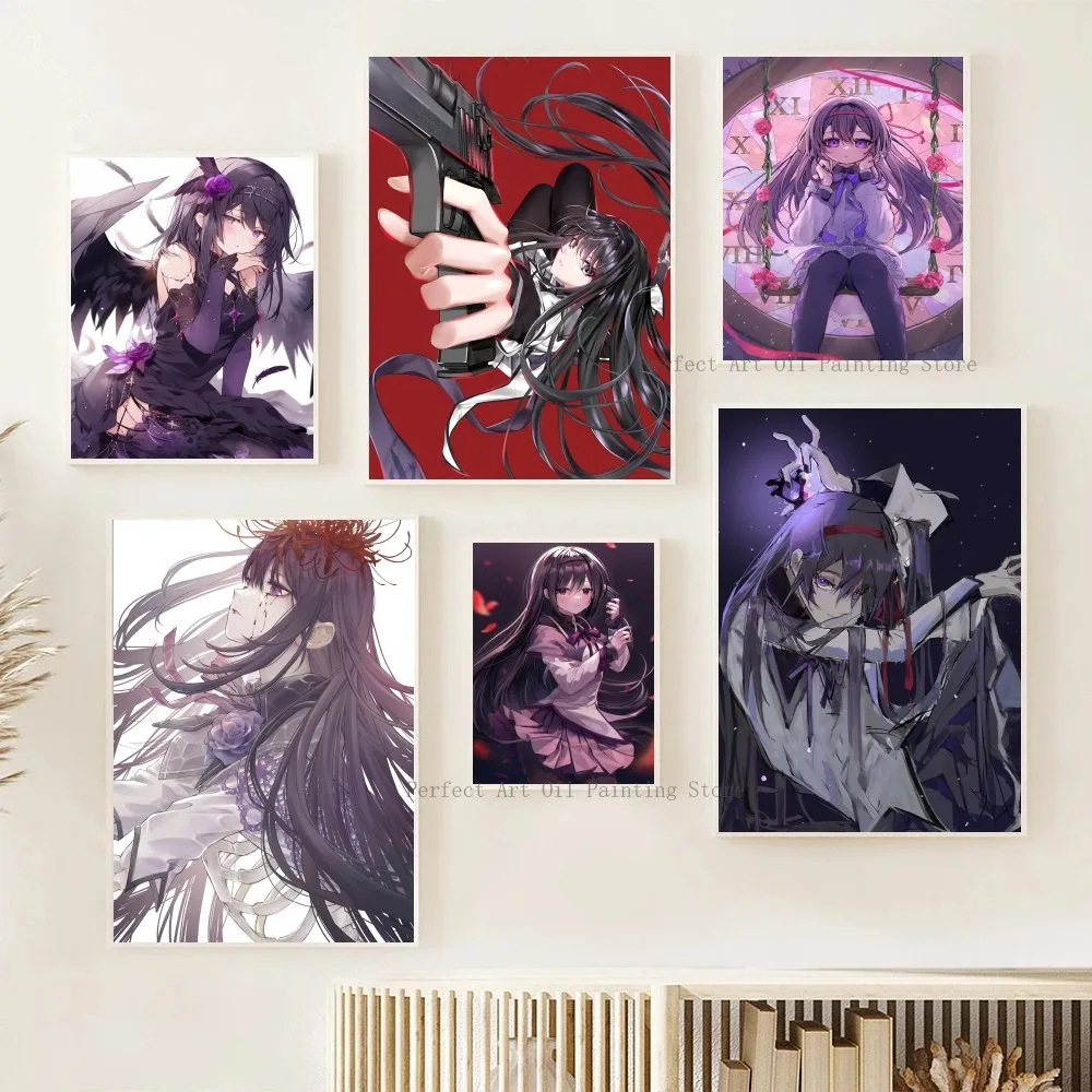 Anime Puella Magi Madoka Magica Akemi Homura Posters Stickers Living Room Bedroom Entrance Cafe Wall Art Decoration Painting