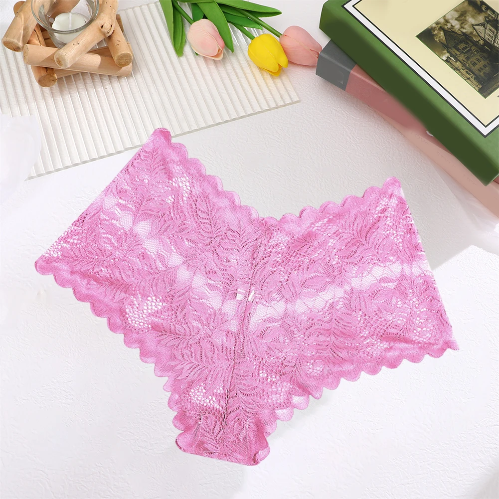 

Sexy Floral Lace Panties For Women Low Waist Briefs See Through Underpants Breathable Comfortable Lingerie Soft Underwear