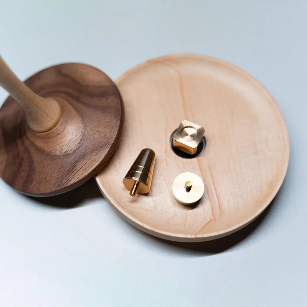 Portable Yarn Spindle Hand Knitting Winding Bobbin - Black Walnut Wood with Rotating Base & Thread Stand