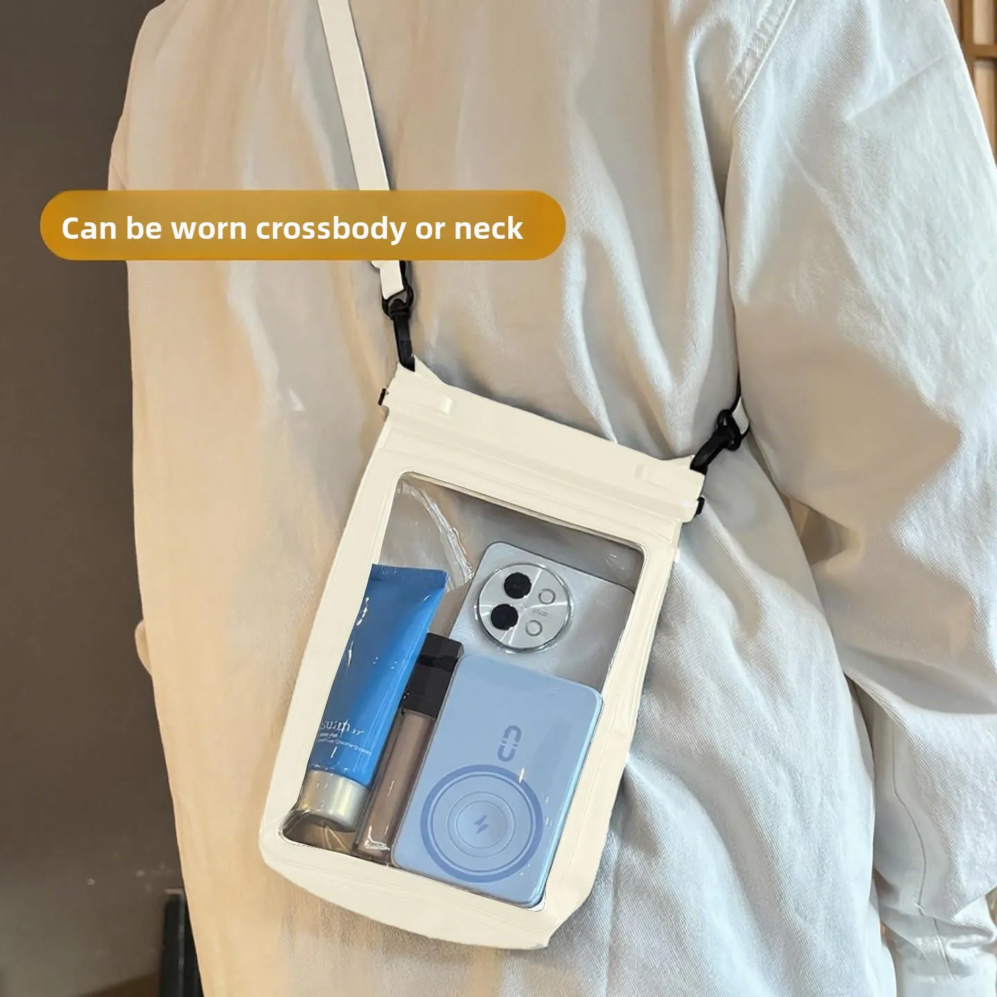 

Водонепроницаемая сумка для телефона большой вместимости для плавания и дайвинга, совместимая с сенсорным экраном, сумка через плечо, идеально подходит для пляжа и активного отдыха...