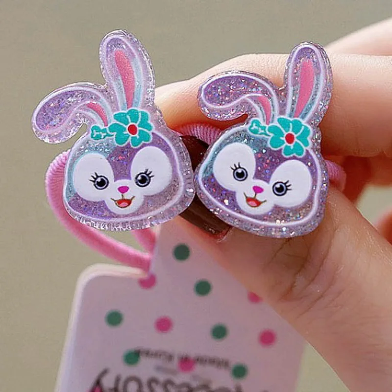 1set Kids Cartoon Rabbit Dolphin Hair Rubber Bands Cute Bow Hair Tie Rope For Baby Small Flower Scrunchie  Girl Hair Accessories