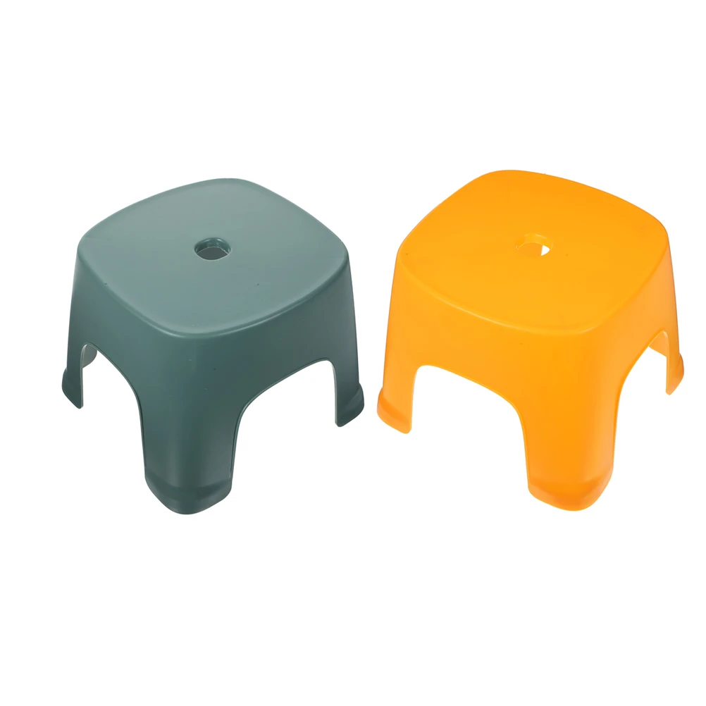 2 Pcs Mini Step Stool Plastic Footrest Bath Room Toilet Training Stools Yellow Green Compact Lightweight Adjustable for Feet