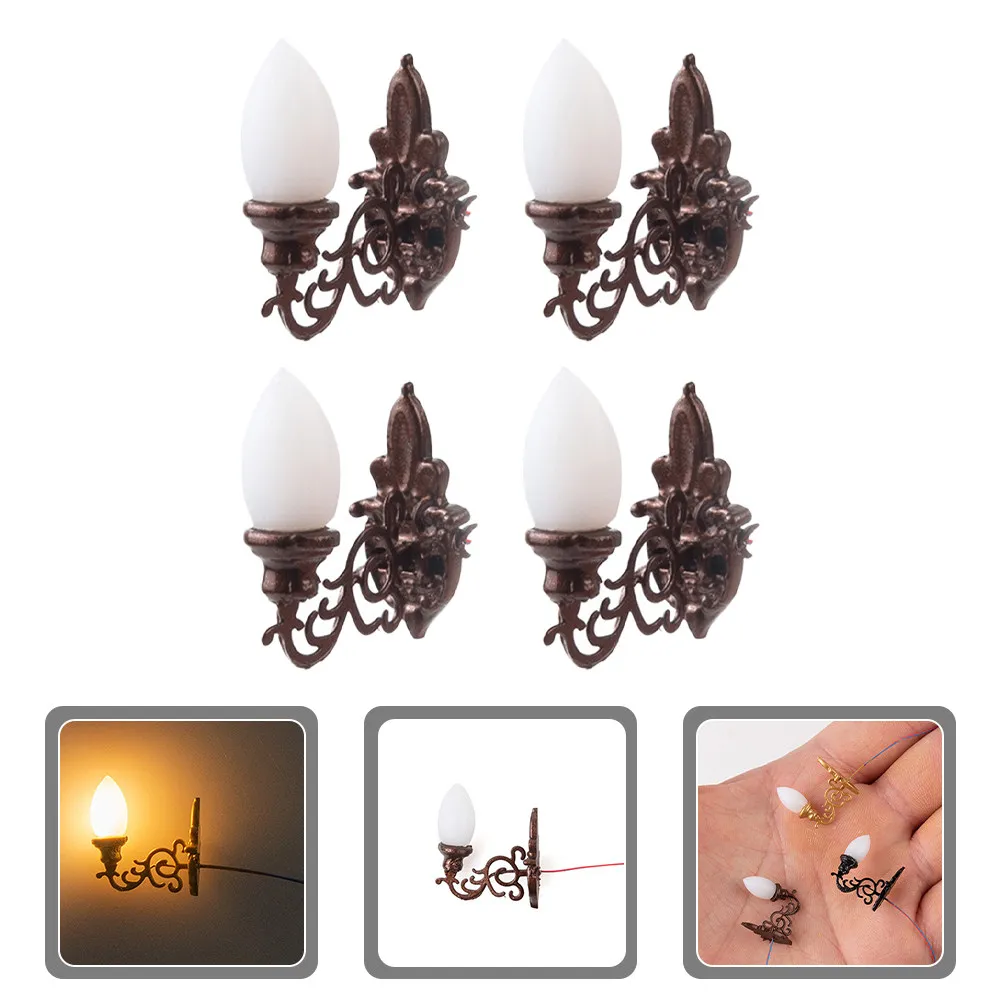 

4Pcs Moss Decoration Mini Luminous Wall Lamps Compact Size DIY Sand Table Scene Lighting Miniature Landscape Accessories