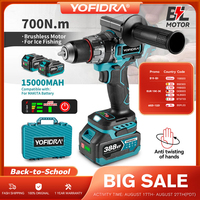YOFIDRA 700N.M Brushless Electric Impact Drill Cordless Screwdriver Plates Soil WoodWorking Power Tool For Makita Battery Pin