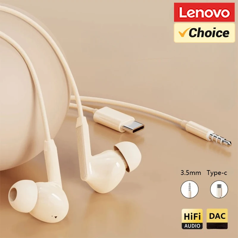 Choice Lenovo YF03 Typ-C- und 3,5-mm-Kopfhörer mit Kabel, In-Ear-Ohrhörer, Mikrofon, Gaming-Musik-Kopfhörer, leicht, bequem, für Telefon und PC
