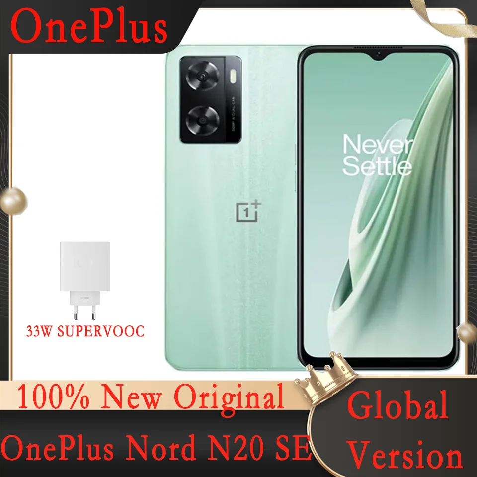 Global Version OnePlus Nord N20 SE N 20, 33W SUPERVOOC Mobile Phone 4GB 128GB 6.56inch, BT 5.3 Android Type-C Sealed Smartphone