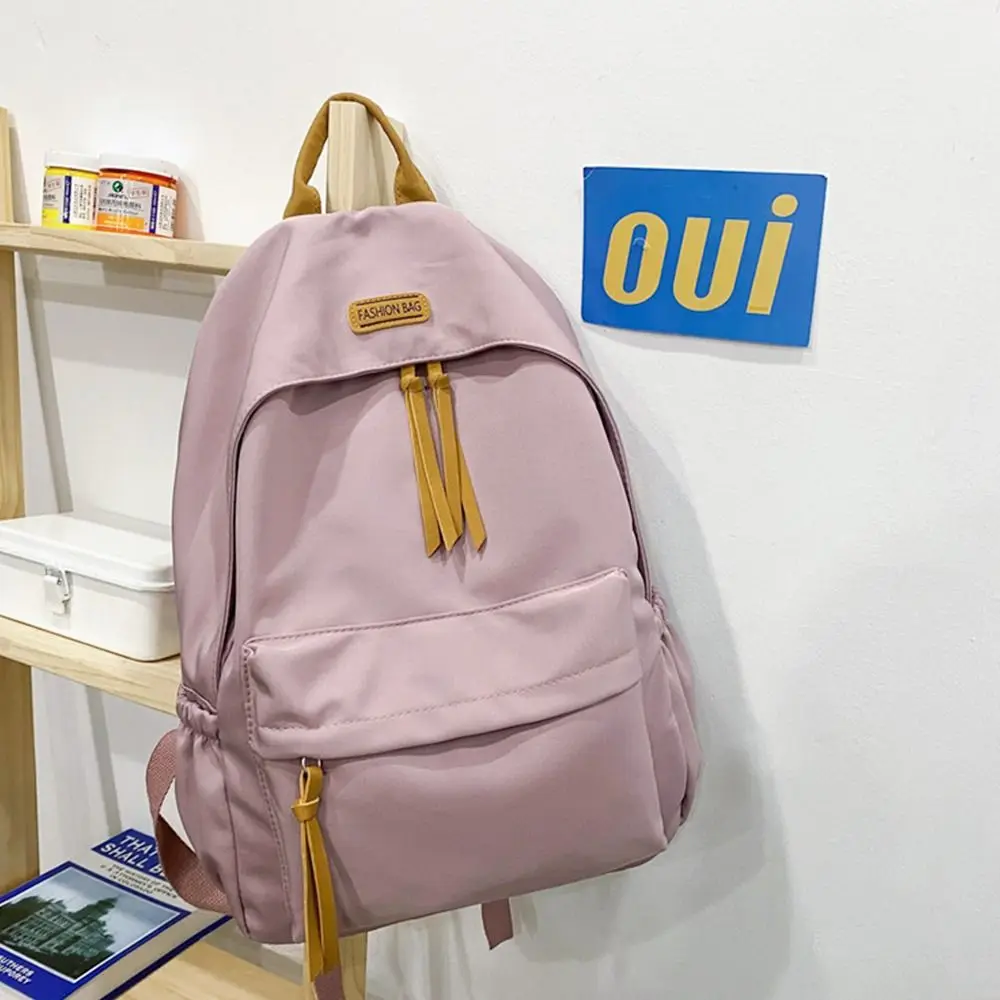 Fashion New Solid Color Backpack Student School Bag Teenage Boys Girls Simple Large-capacity Backpack Nylon Rucksack Travel Bag