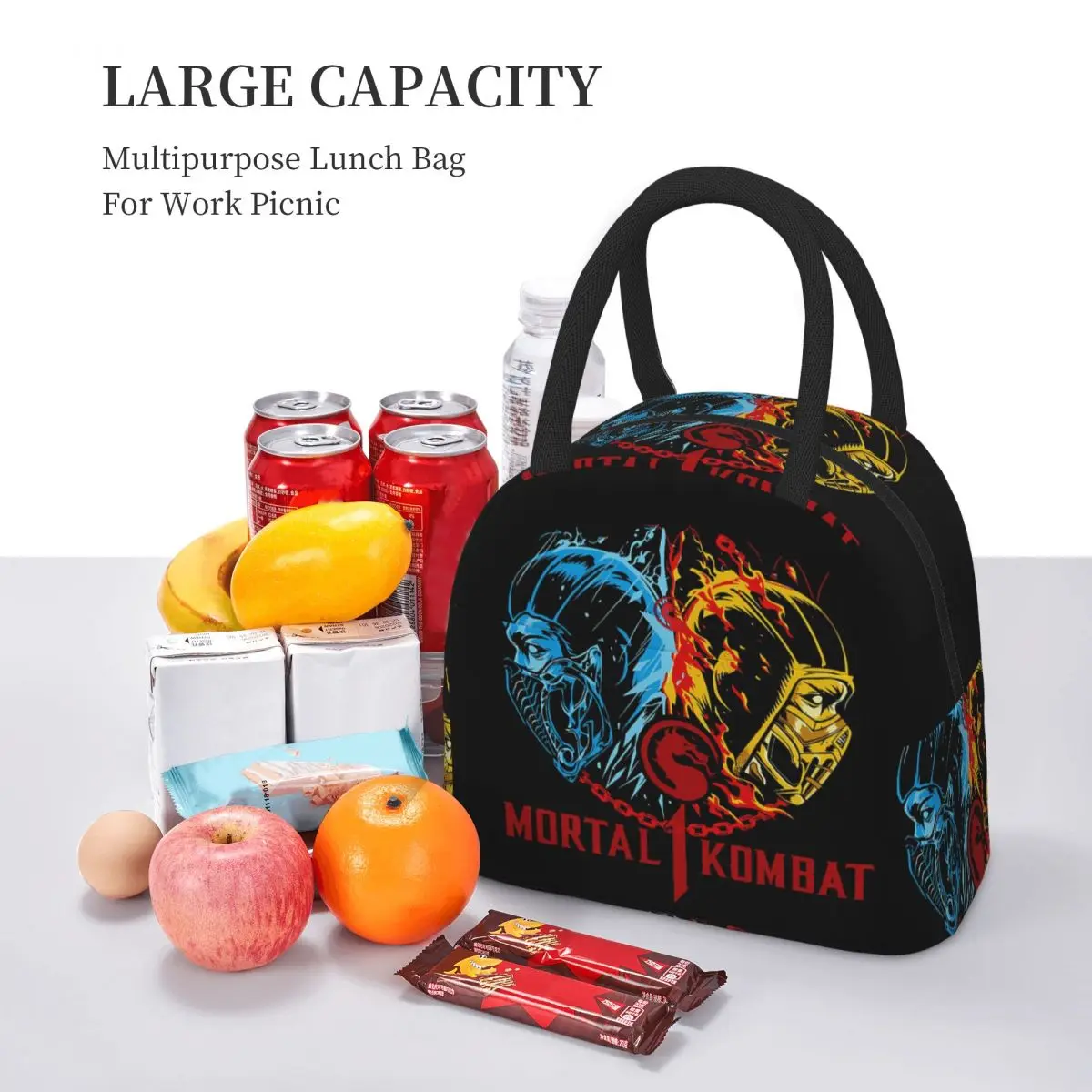 

Mortal Kombat One Insulated Lunch Bag for Women Office Cooler Thermal Food Box Tote Portable Lunch Boxes Container