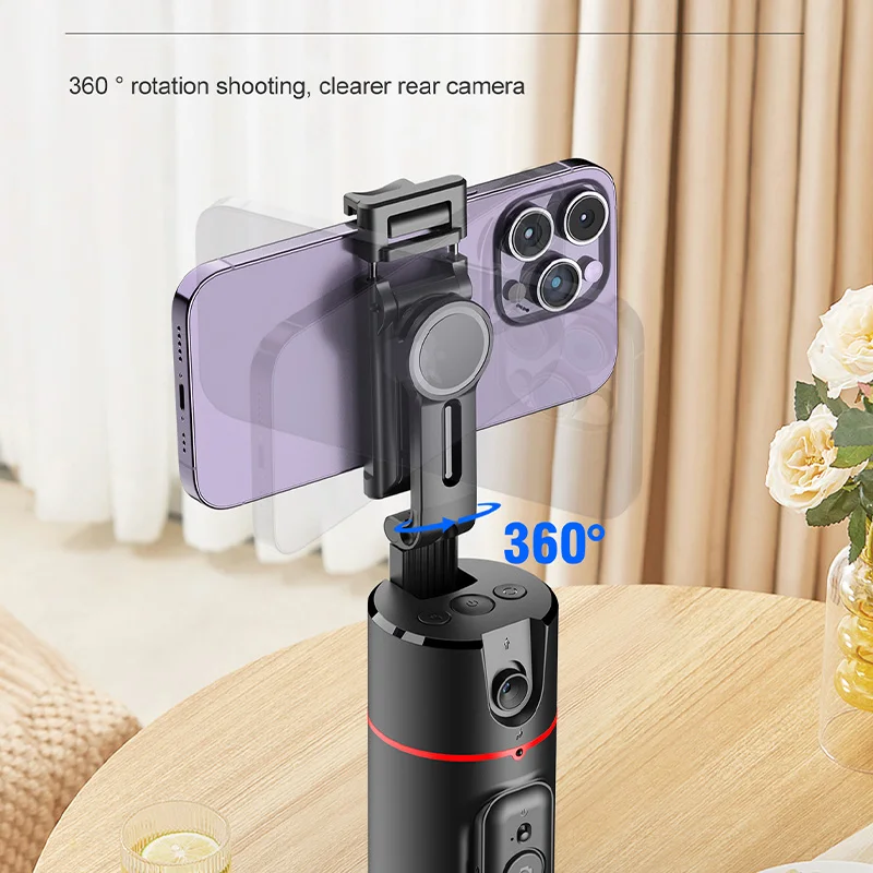 2023 AI Smart 360° Auto Face Tracking Gimbal All-in-one Rotation for Smartphone Live Video Vlog Stabilizer Tripod Phone Holder