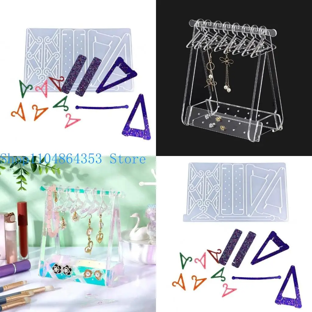 652F سهلة الاستخدام قالب من السيليكون للأقراط شماعات القرط منظمة أداة قالب كريستال قطرات الغراء صنع المجوهرات العرض #1