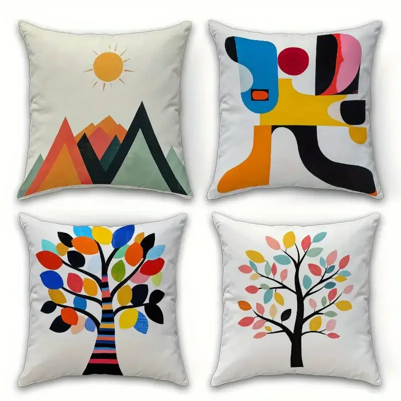 Bright and abstract geometry digital printing pillow cover Short plush Suitable living rooms bedrooms sofas throw cushion cover