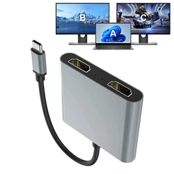 USB C Thunderbolt3 to Dual 4K HD Display Adapter Extend Screen for Phone15 Macbook Pro/Air2020/2019/2018 LenovoYoga 920 Dell XPS