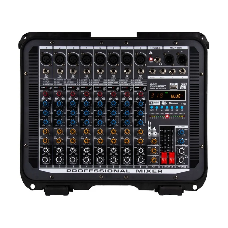 TLF Xtuga Professional 8 Channel الكل في واحد حقيبة سفر محمولة عالية الطاقة 320 نوعًا تأثير رقمي o خلاط مكبر للصوت #6